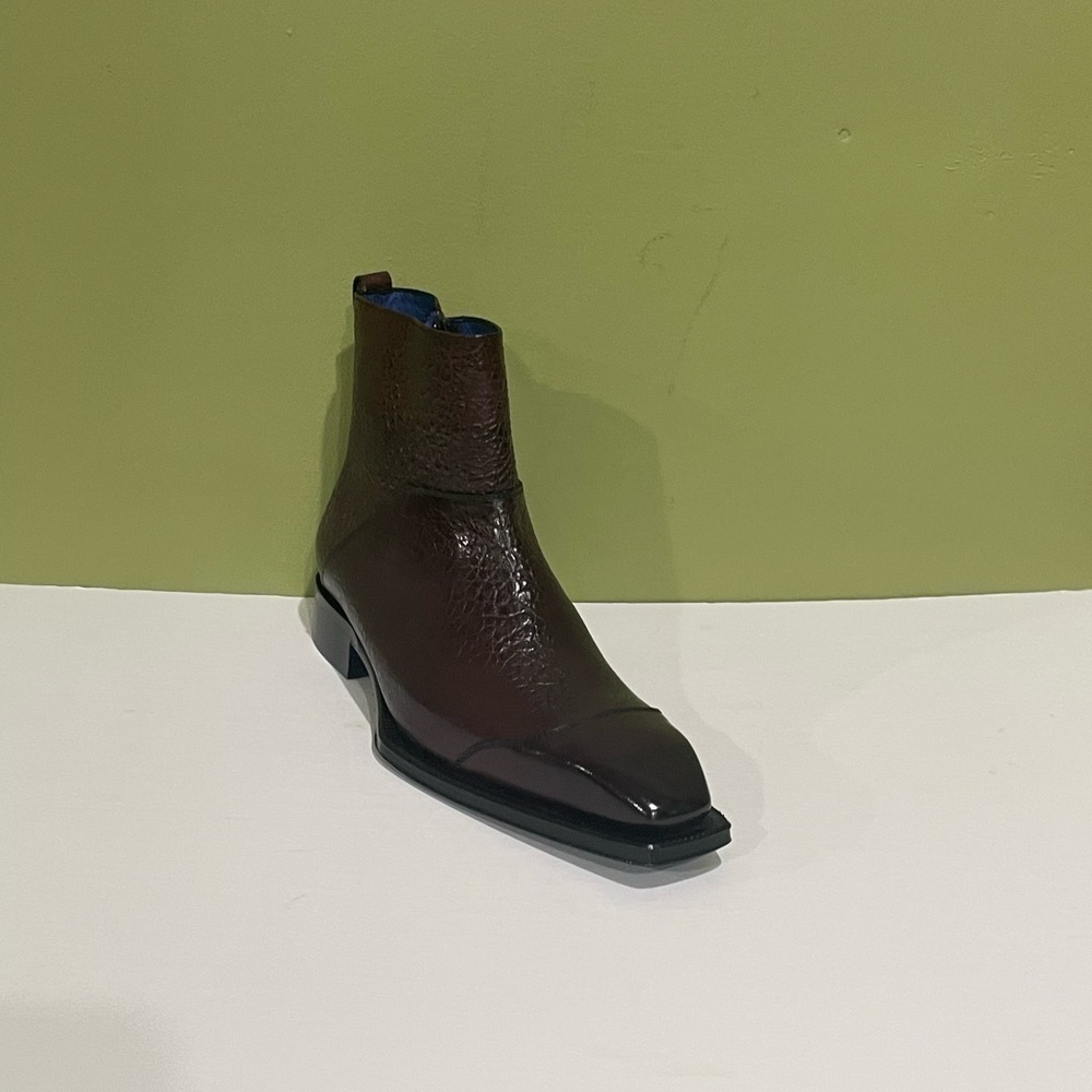 Emilio Franco boot burgundy captoe side zipper leather calf - Picture 2 of 6